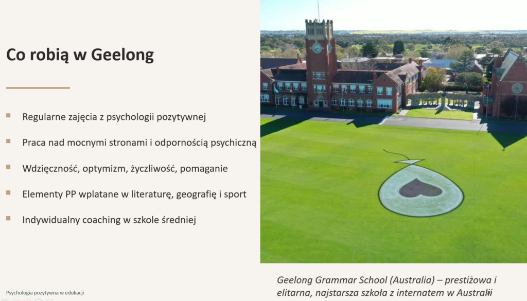 Geelong school w Australii - psychologia pozytywna